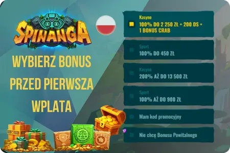 Wybór bonusu powitalnego spinanga casino przy rejestracji