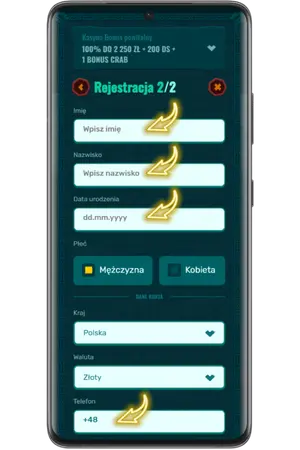 Imię nazwisko i data urodzenia w formularzu rejestracji
