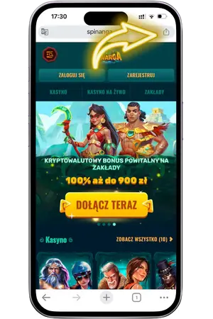 Menu udostępniania Safari na stronie Spinanga