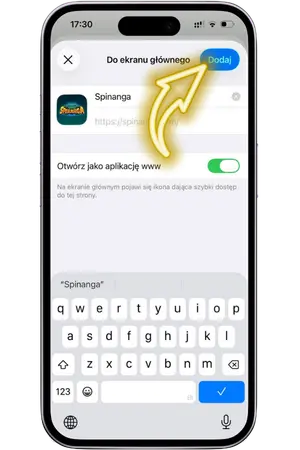 Okno potwierdzenia nazwy skrótu Spinanga